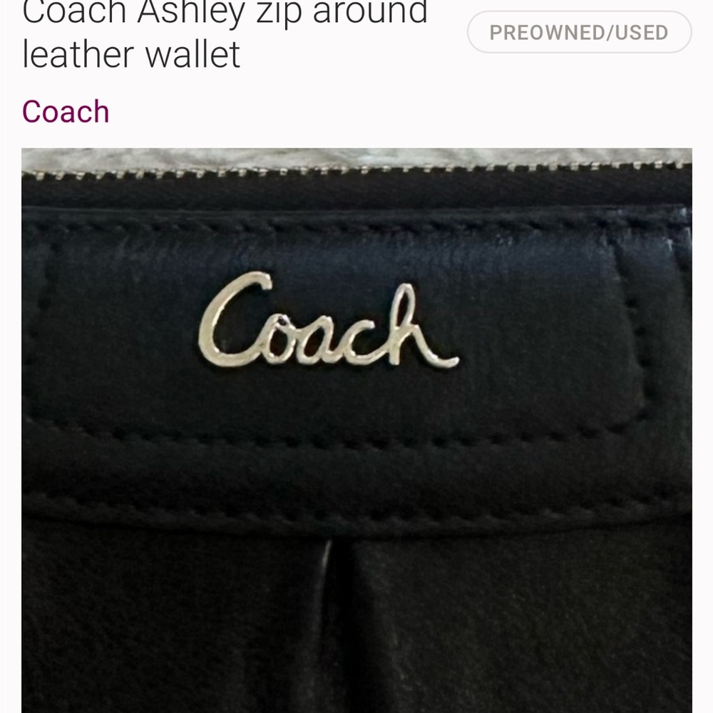 Coach Black Leather Ashley Wallet - Picture 2 of 6